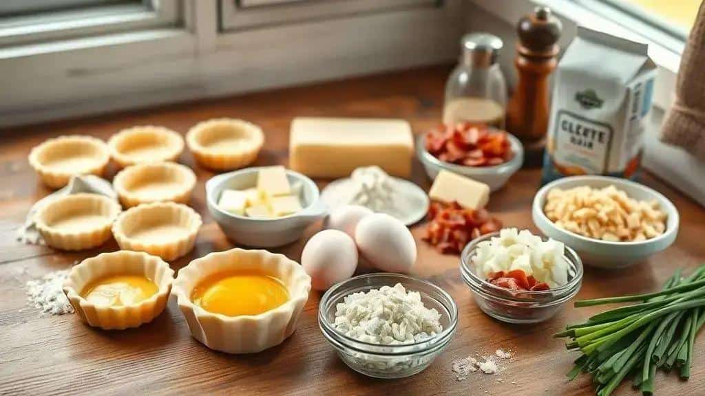 Ingredientes da receita mini quiche lorraine individual Ingredientes da receita mini quiche lorraine individual