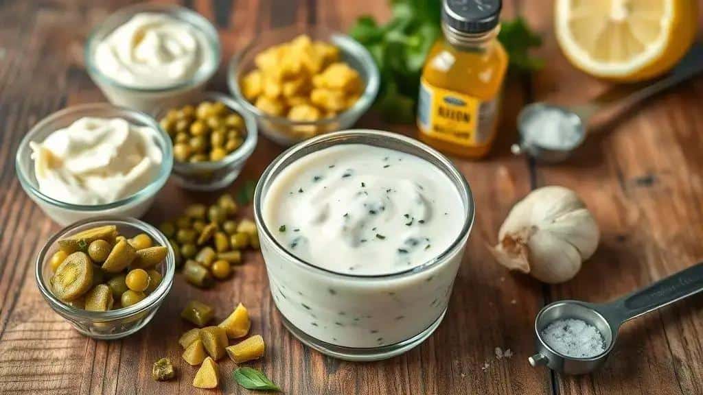 Ingredientes da receita molho tártaro caseiro