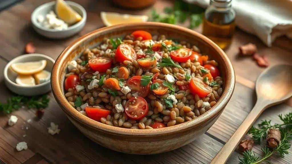 Ingredientes da receita: Salada morna de lentilha