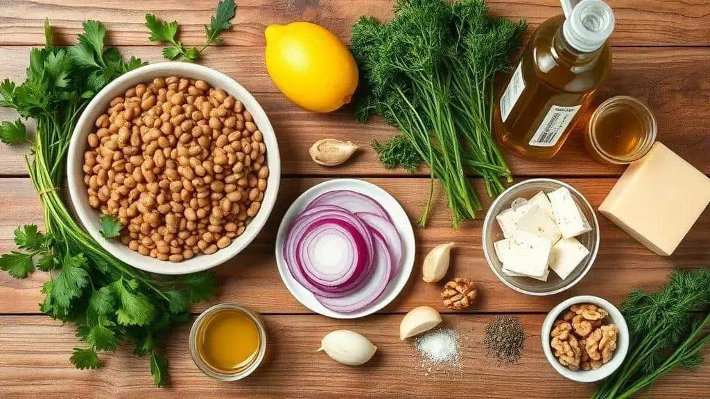 ingredientes da salada: lentilha com ervas (receita 1)