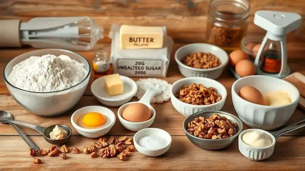 Ingredientes da torta de nozes clássica Ingredientes da torta de nozes clássica