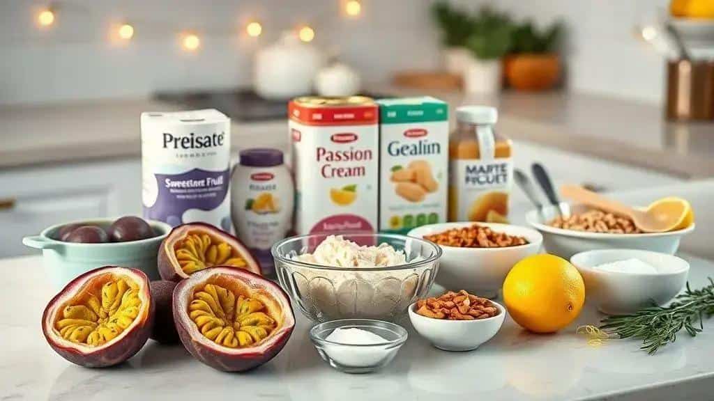 Ingredientes da torta mousse de maracujá natalina