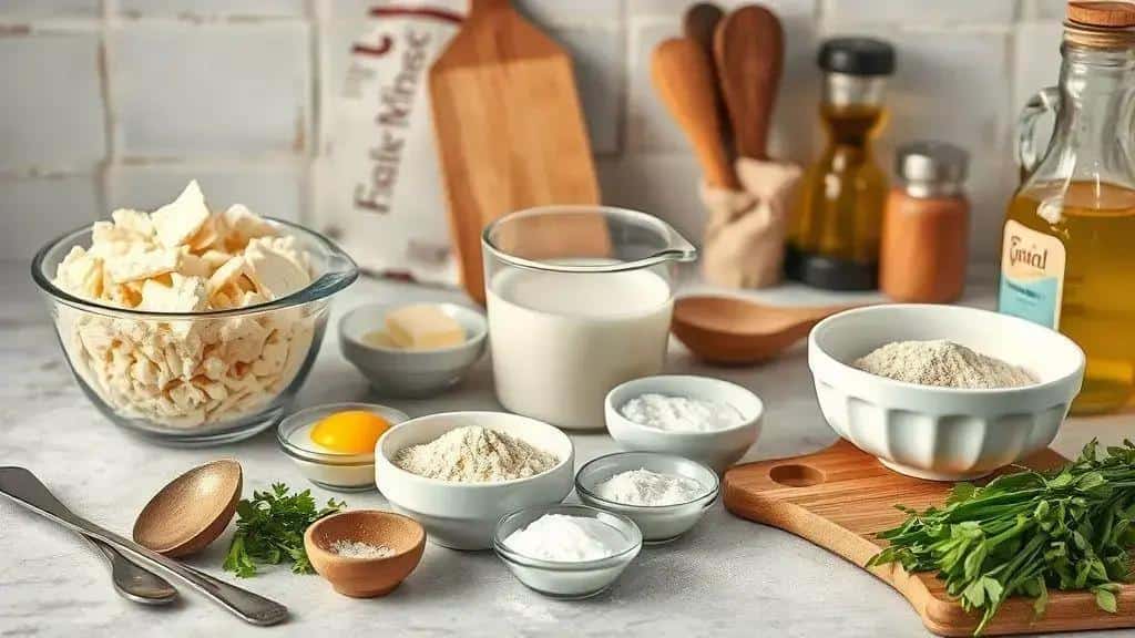 Ingredientes do bolinho de queijo com ervas Ingredientes do bolinho de queijo com ervas