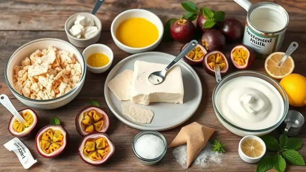 Ingredientes do cheesecake de maracujá gelado