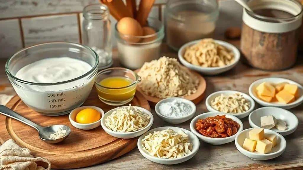 Ingredientes do pão de queijo recheado