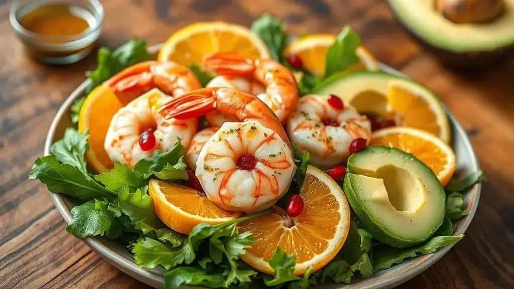 ingredientes e preparo rápido: salada cítrica com camarão