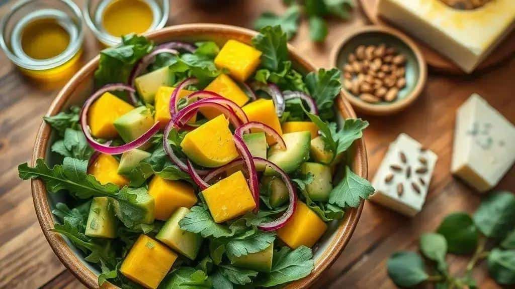 ingredientes e preparo rápido: salada de abacate, manga e rúcula