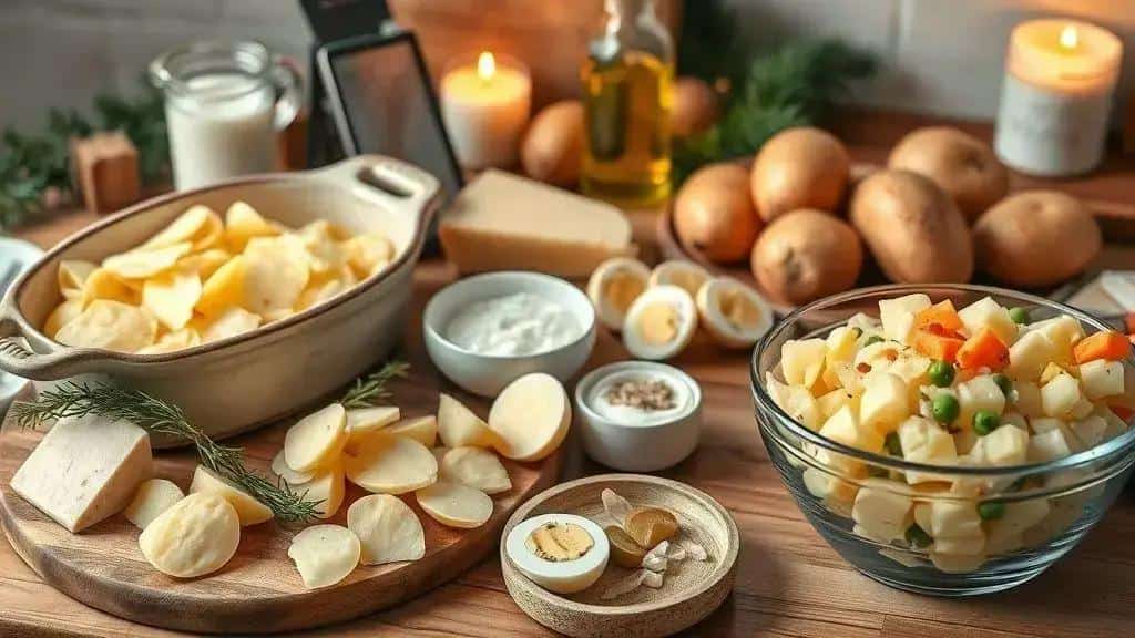 Ingredientes para gratinada, assada e maionese