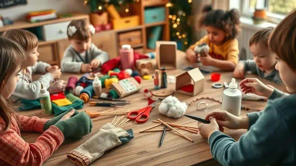 Materiais simples e econômicos para criar fantoches e cenário natalino