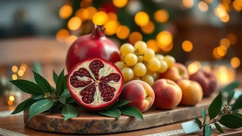 O Significado das Frutas no Natal e Ano Novo: Romã, Uva e Pêssego.