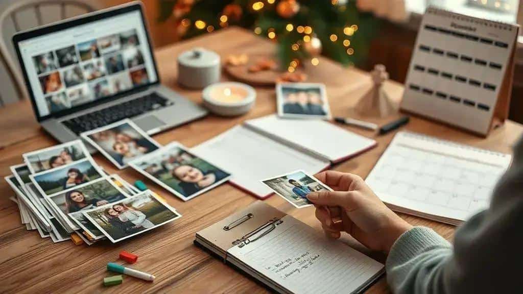 Organização do conteúdo: cronologia, temas e legendas afetivas