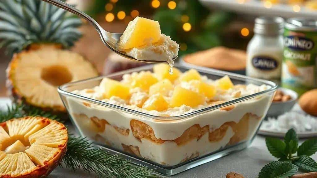 Pavê tropical de abacaxi com coco — ingredientes e como preparar