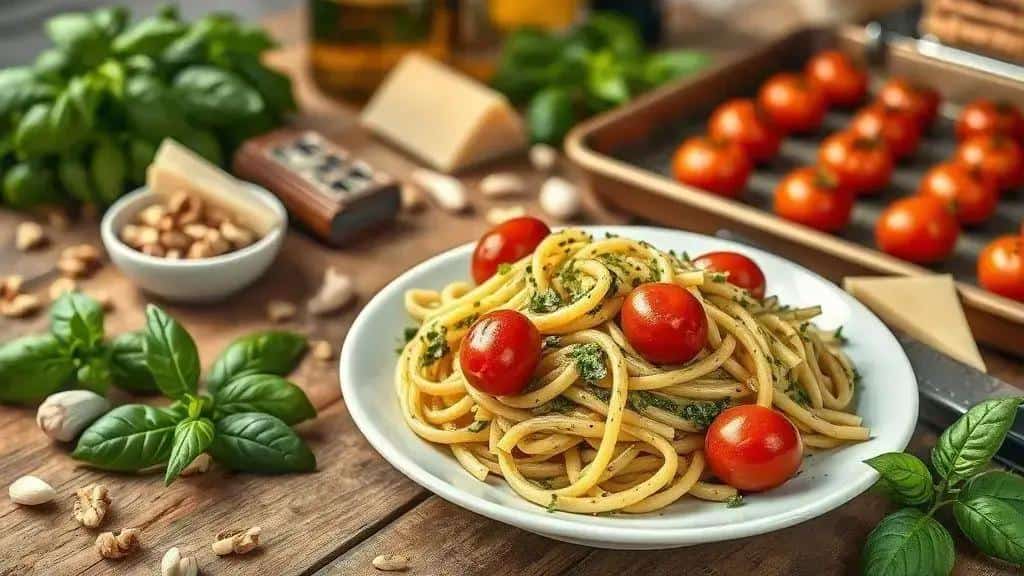 Penne ao pesto com tomates assados — ingredientes, preparo e variações