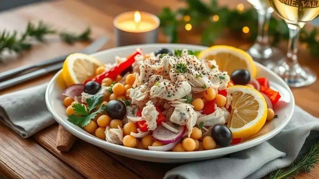 Salada de Bacalhau com Grão-de-Bico e Pimentões
