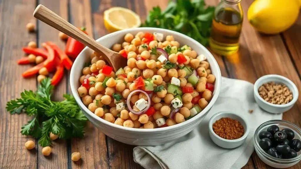 Salada de grão-de-bico temperada — ingredientes, preparo e variações