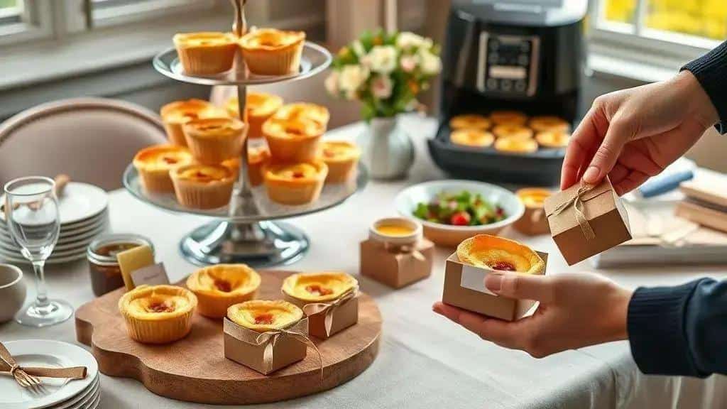 Sugestões de serviço para festas, porções e lembrancinhas com mini quiches Sugestões de serviço para festas, porções e lembrancinhas com mini quiches