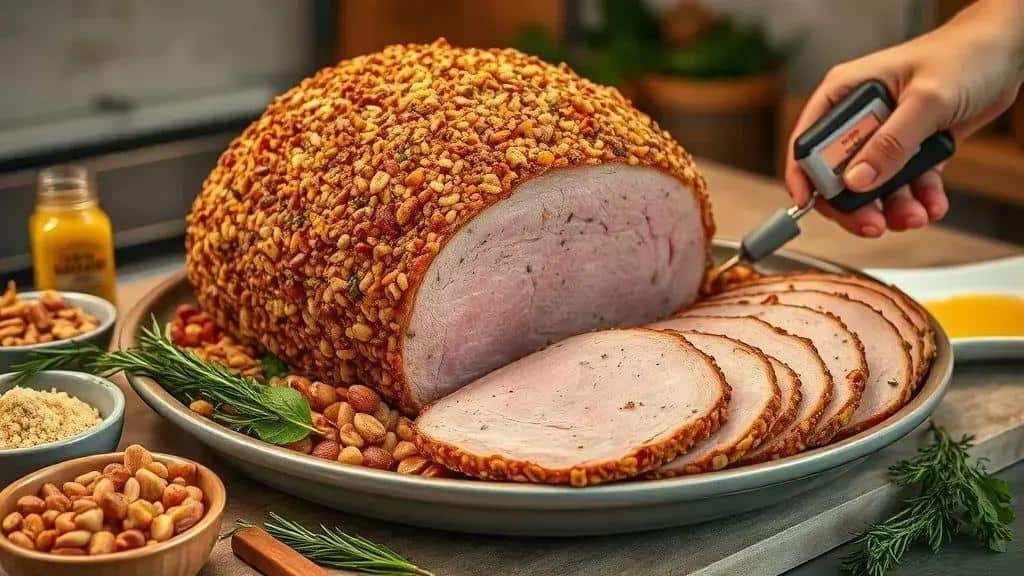 tender com crosta de castanhas e ervas — ingredientes e preparo