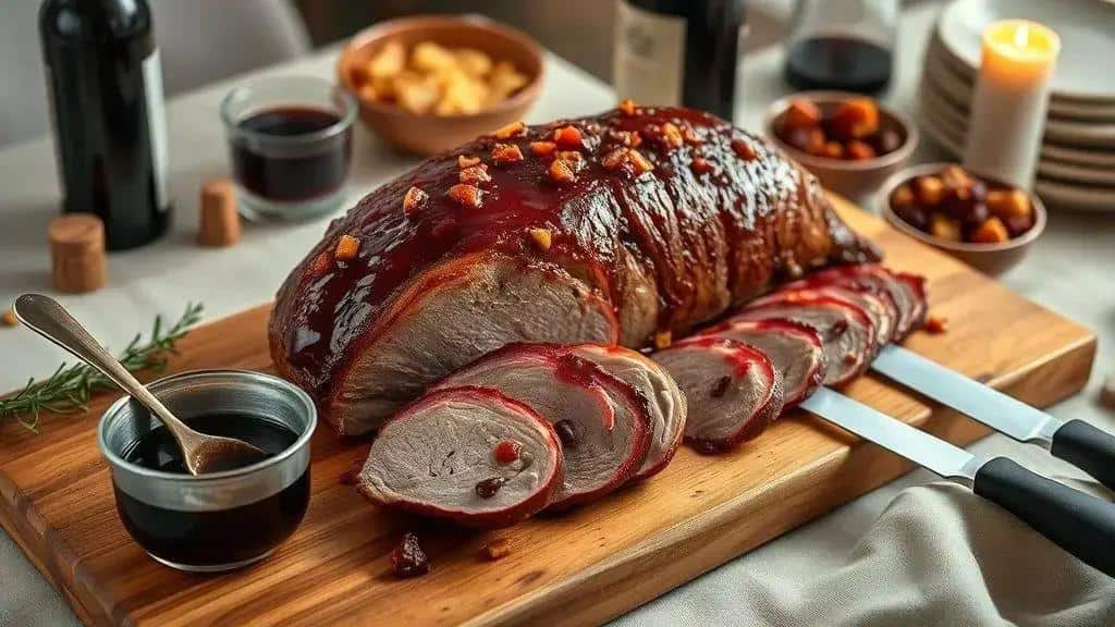 Tender com molho de vinho e redução de frutas secas — para ceias elegantes