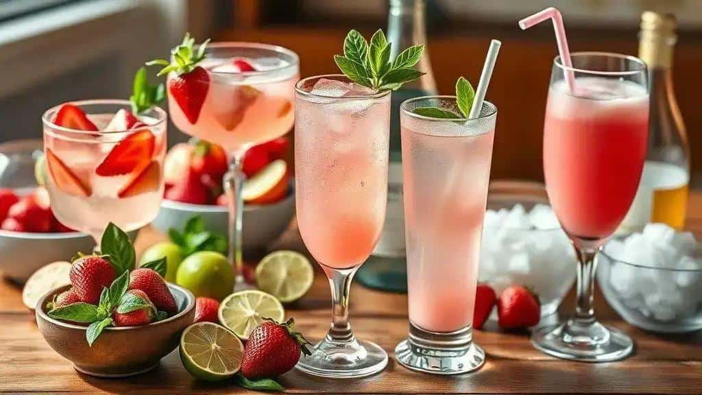 Variações da caipirinha de morango para festa e opções sem álcool