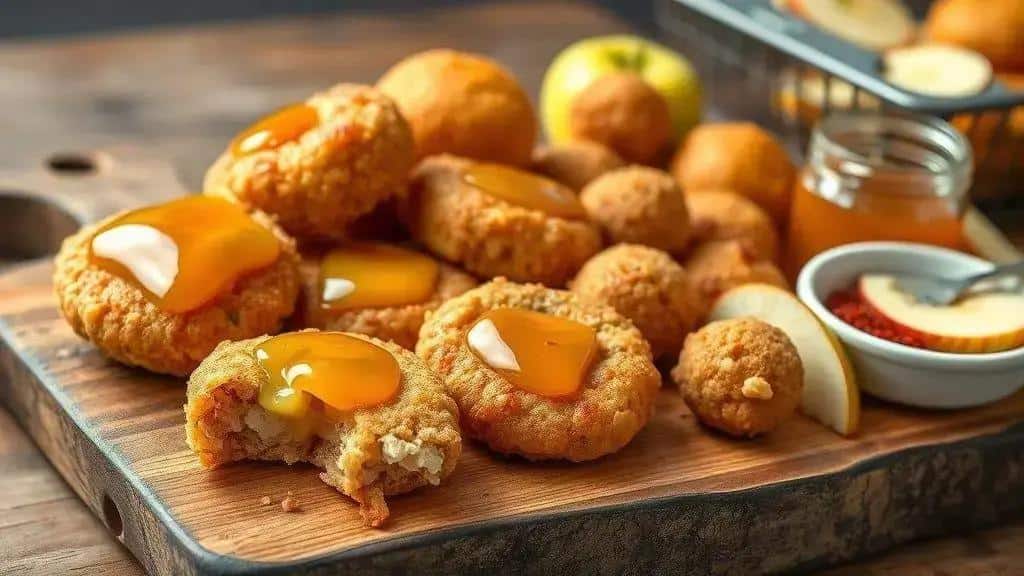 Variações do bolinho de pernil com geleia de maçã