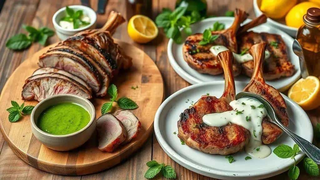 Variações do cordeiro com molho de hortelã Variações do cordeiro com molho de hortelã