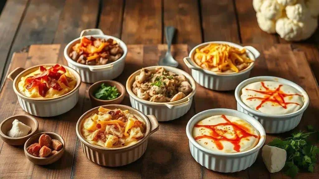 Variações do escondidinho de pernil com purê de mandioquinha