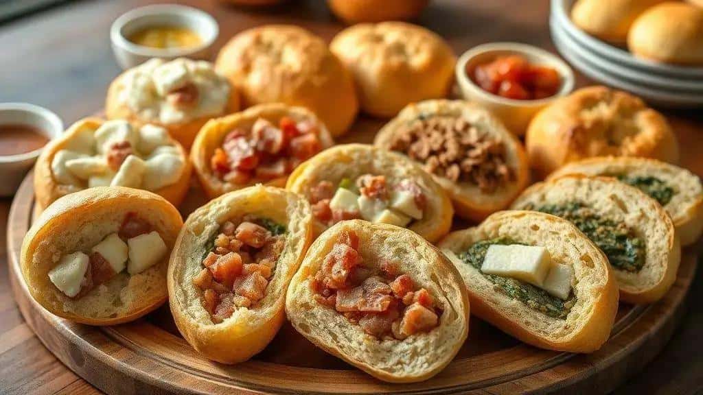 Variações do pão de queijo recheado (recheios salgados e doces)