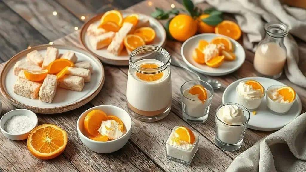 variações do pavê de frutas cítricas e champanhe