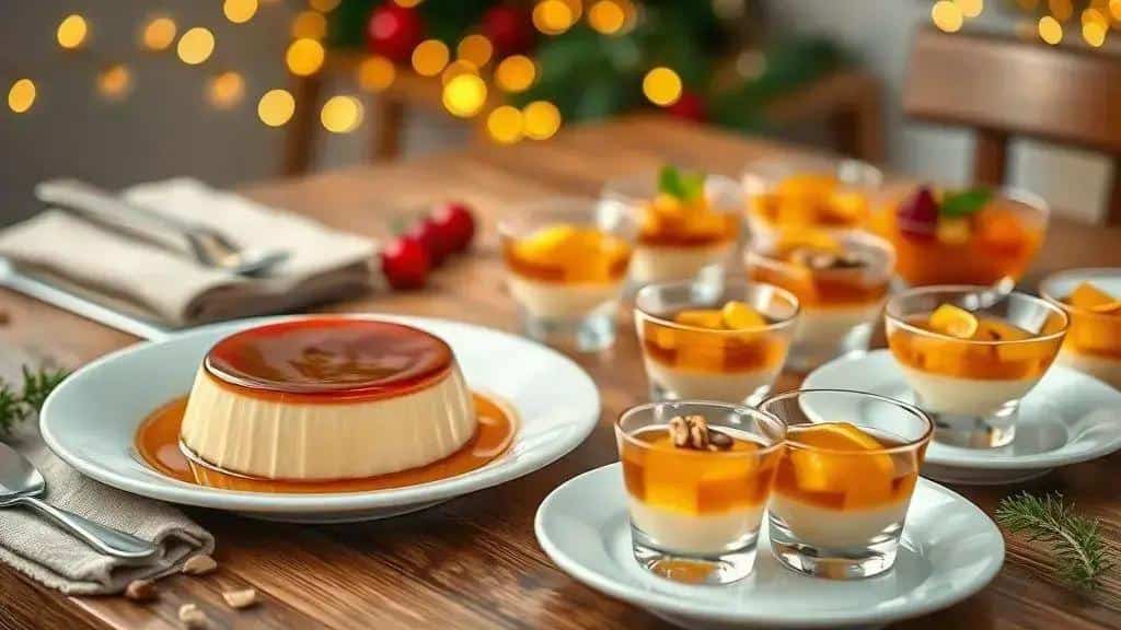 Variações e dicas de apresentação para pudins e gelatinas natalinas